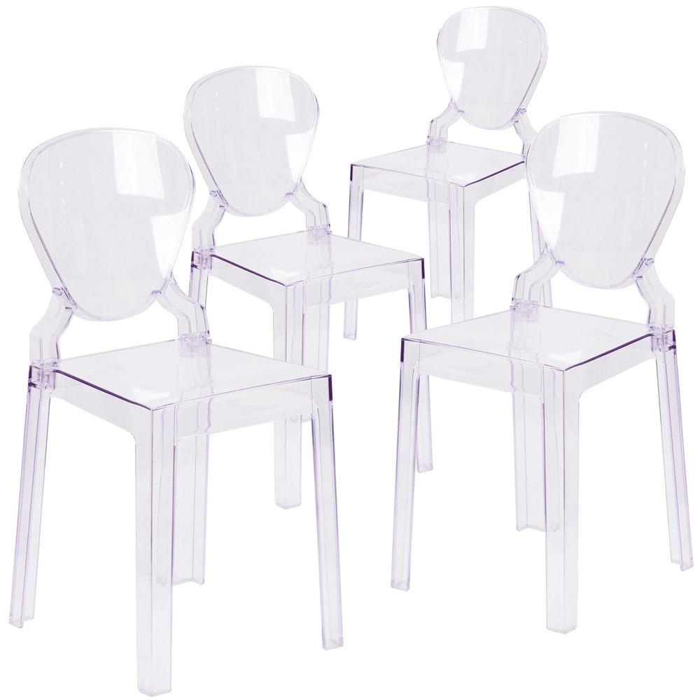 4 Pk. Ghost Chair in Transparent Crystal with Tear Back