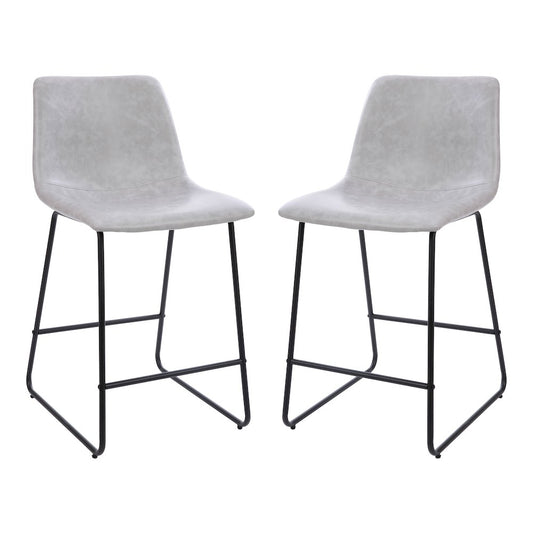 24 inch LeatherSoft Counter Height Barstools in Light Gray, Set of 2