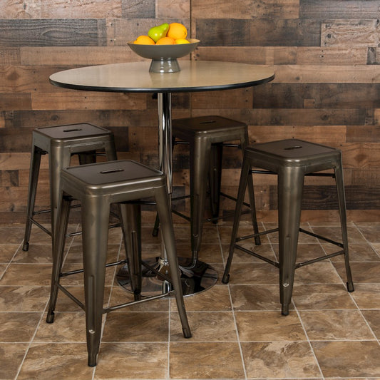 Modern Industrial Metal Stool in Gun Metal Gray