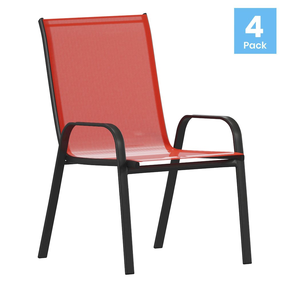 4PK Red Patio Stack Chair