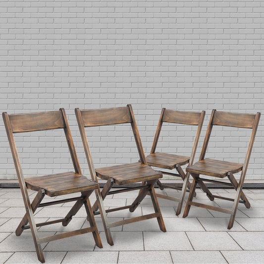 Wooden Folding Chair with Slatted Seat and Beechwood Frame, Antique Black