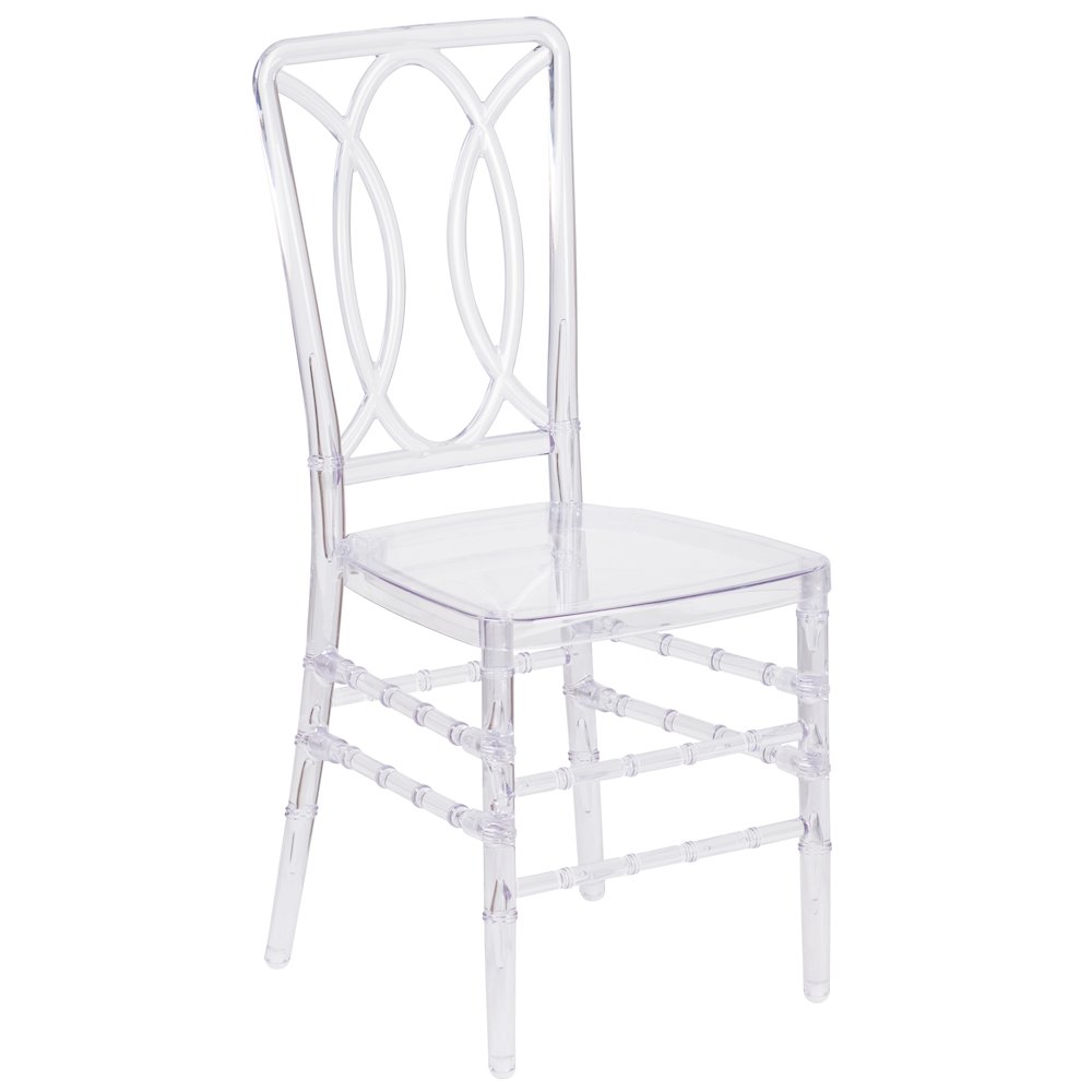 Elegance Crystal Ice Stacking Chair with Designer Back