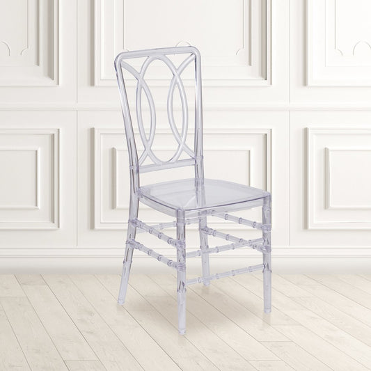 Elegance Crystal Ice Stacking Chair with Designer Back