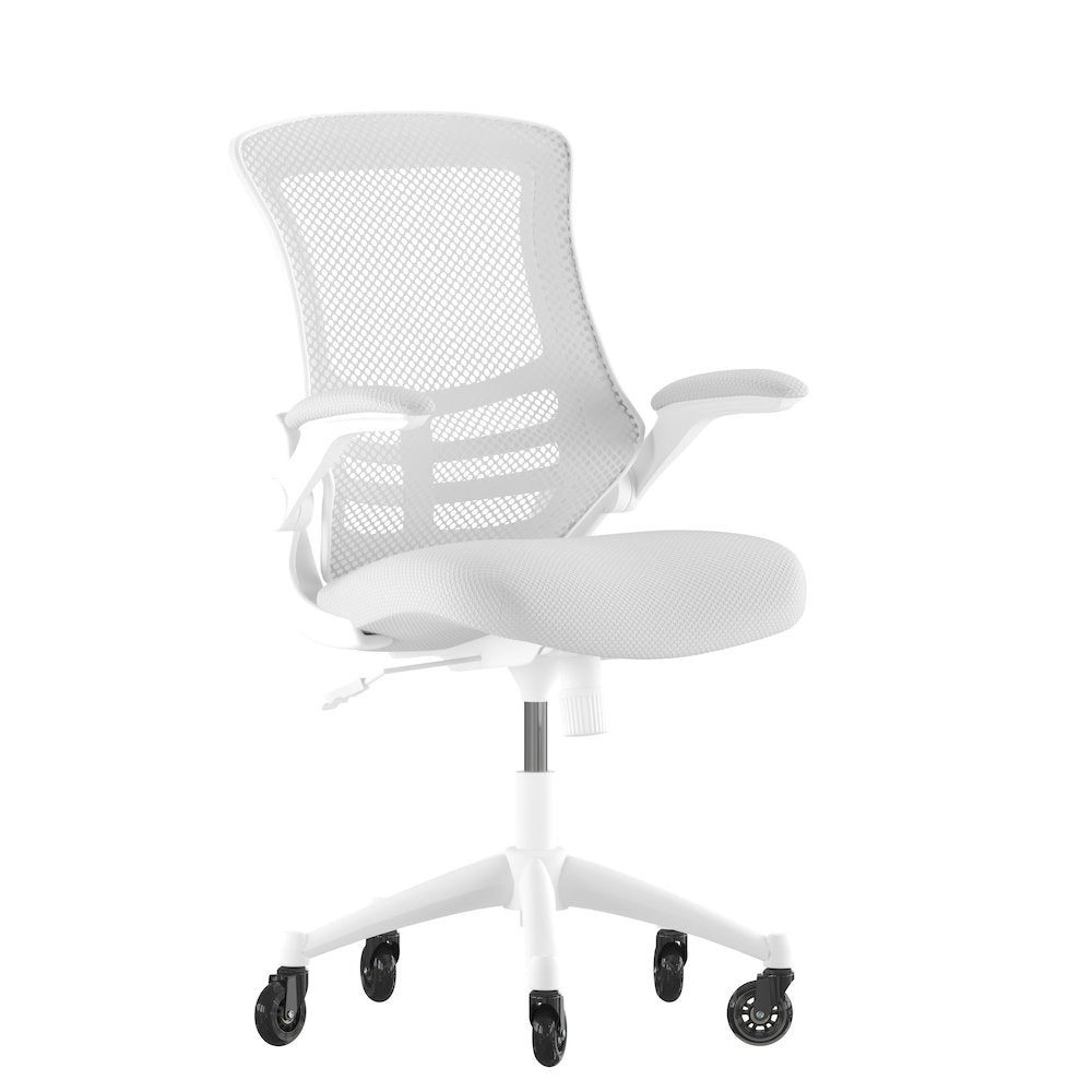 Mid-Back Light Gray Mesh Swivel Task Office Chair with White Frame