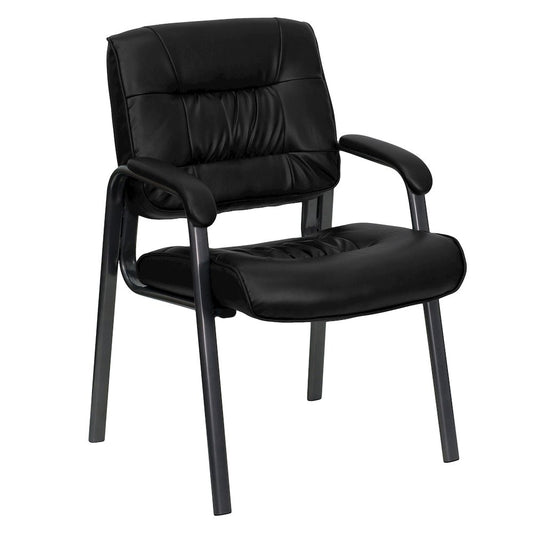 Black Executive Side Reception Chair with Titanium Gray Powder Coated Frame