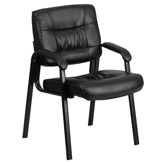 Black LeatherSoft Executive Side Reception Chair with Black Metal Frame
