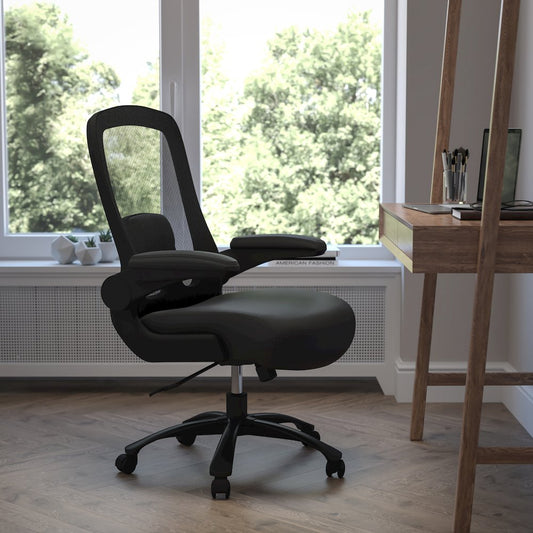 500 lb. Rated Black Mesh/Executive Office Chair with Adjustable Lumbar