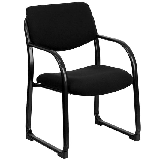 Black Fabric Executive Side Reception Chair with Sled Base
