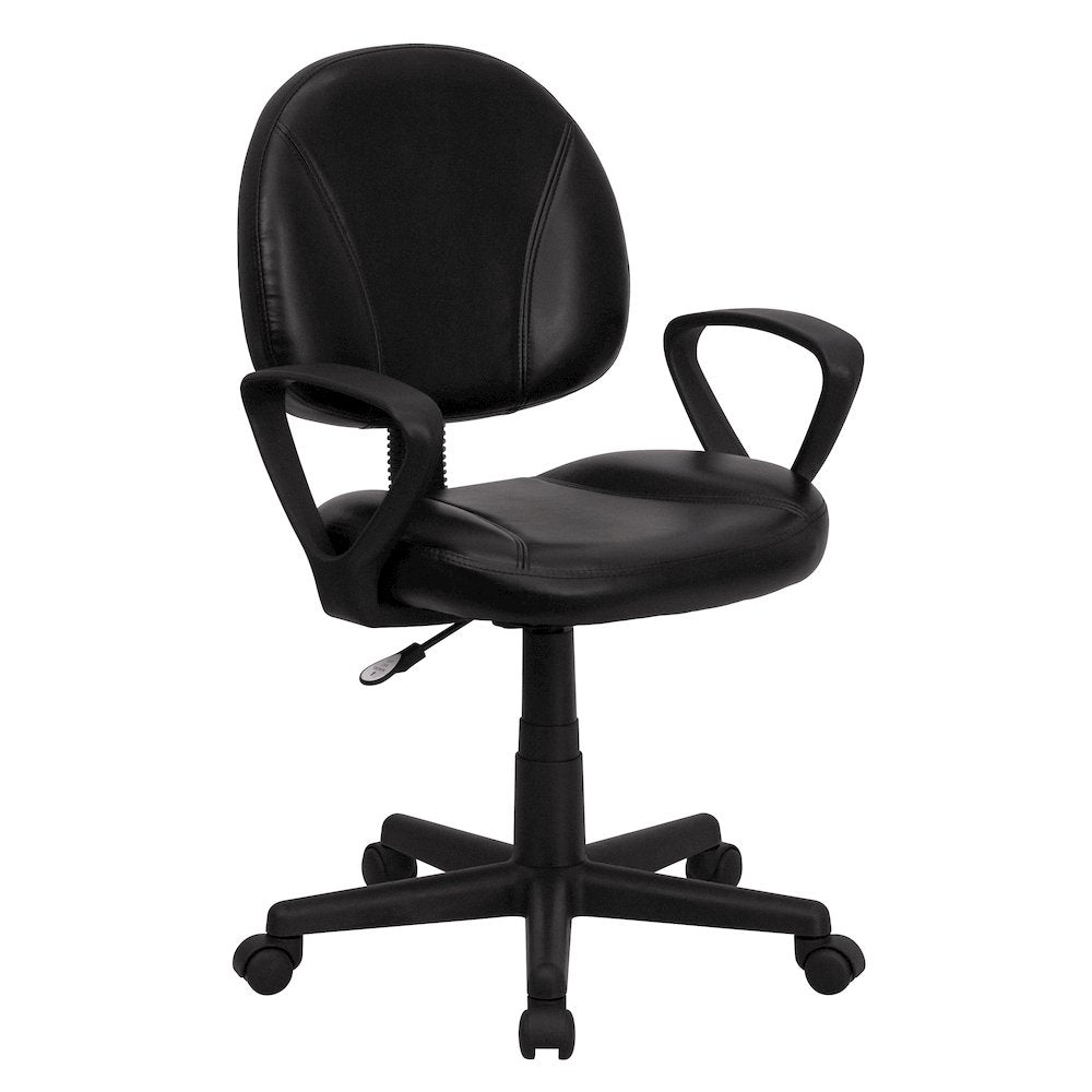 Mid-Back Black Swivel Task Office Chair with Back Depth Adjustment and Arms