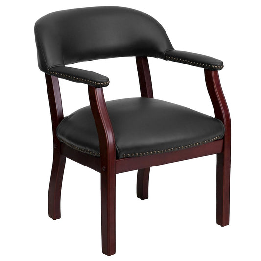 Black Vinyl Luxurious Conference Chair with Accent Nail Trim