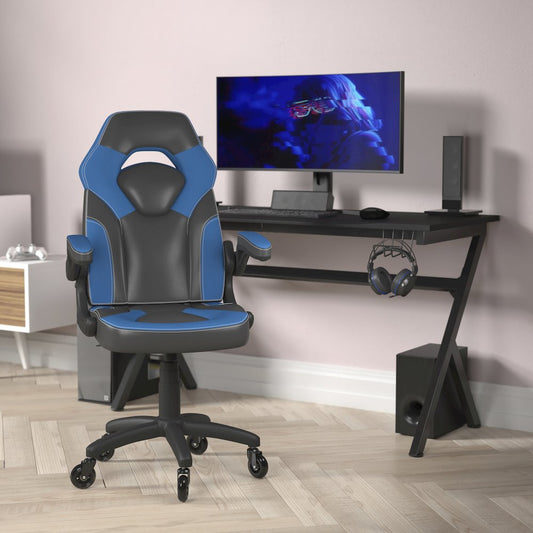 X10 Gaming Chair Racing Office Computer Chair, Blue/Black LeatherSoft