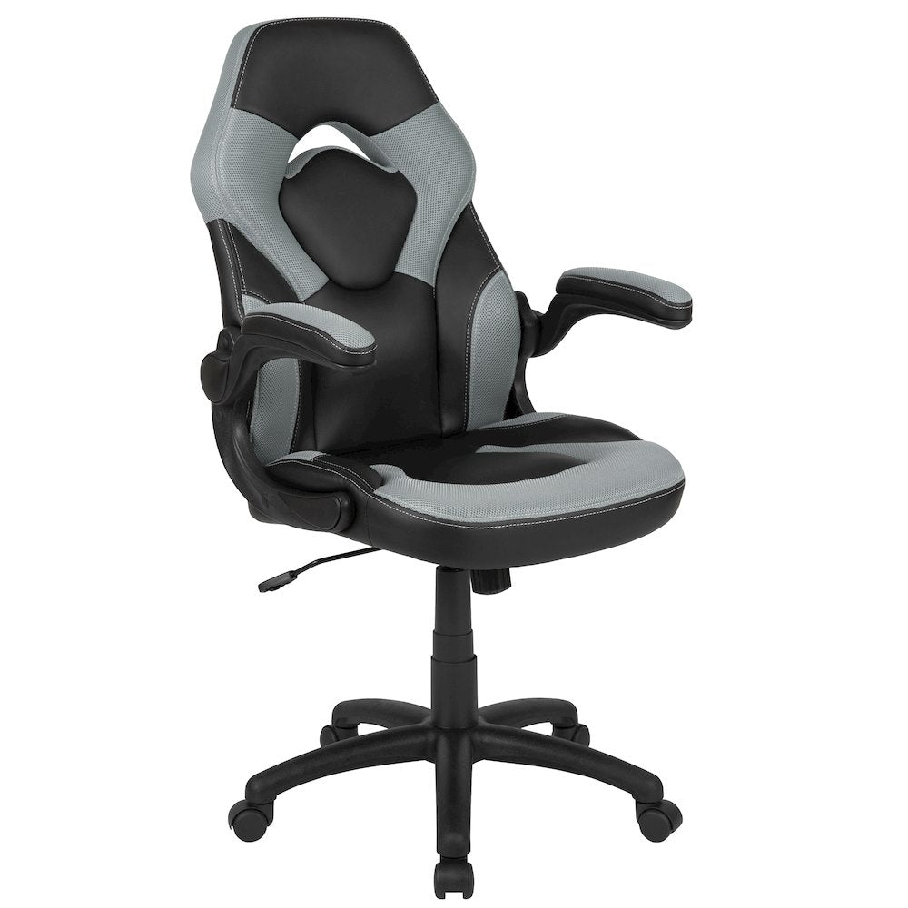 X10 Gaming Chair Racing Office Computer Swivel Chair, Gray/Black LeatherSoft