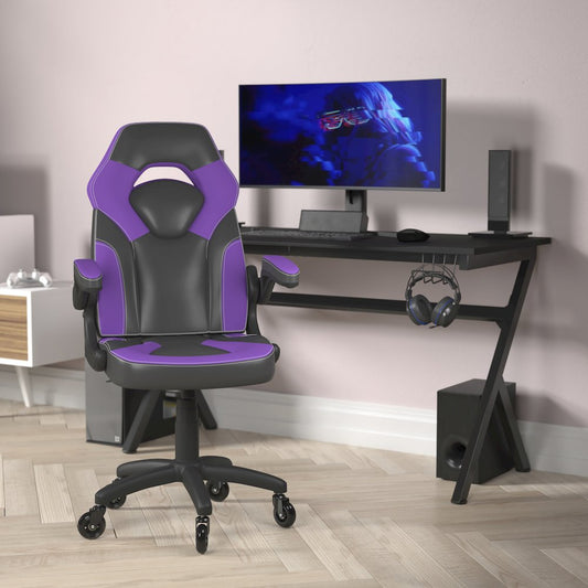 X10 Gaming Chair Racing Office Computer Chair, Purple/Black LeatherSoft