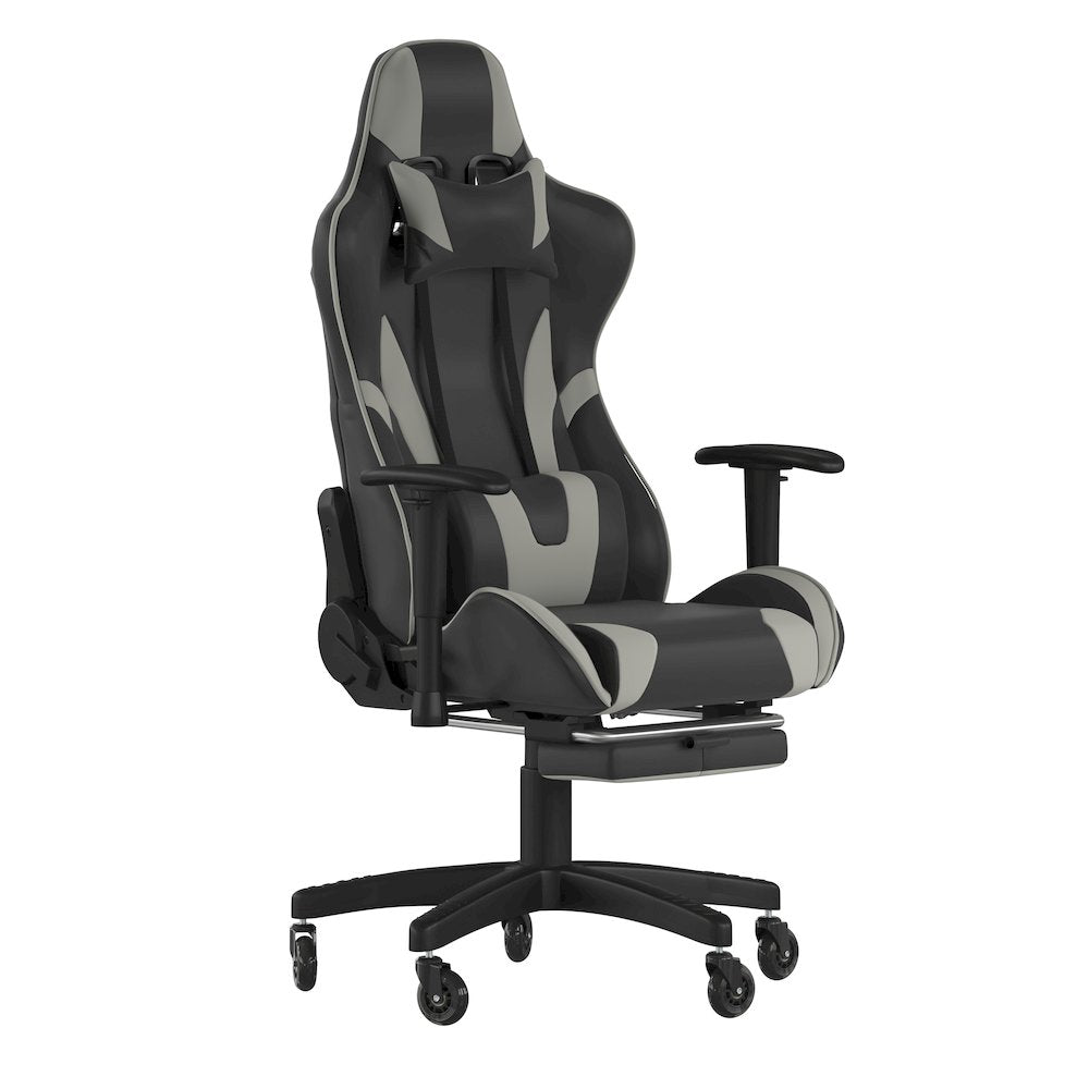 X30 Gaming Chair Racing Computer Chair with Back, Slide-Out Footrest, in Gray