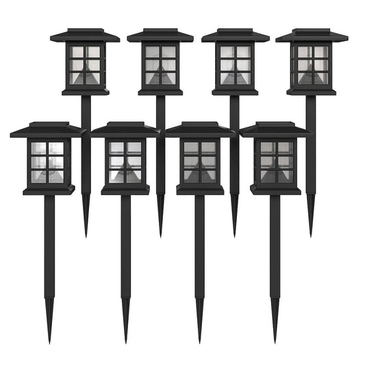 8 Pack Black Lantern LED Solar Lights Weather Resistant Solar Powered Lights