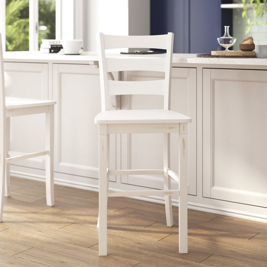 Set of 2 Classic Style Commercial Grade Ladderback Bar Height Stools