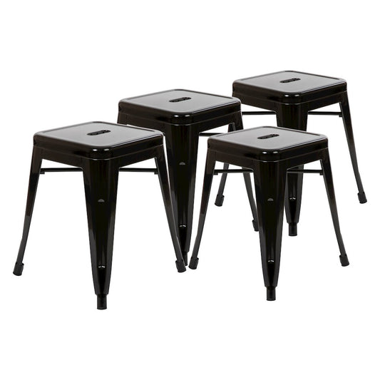 18" Table Height Stool, Stackable Metal Dining Stool in Black - Set of 4