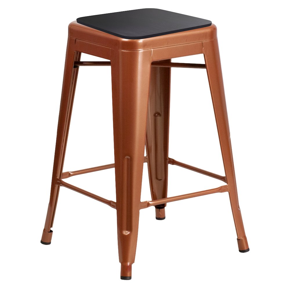 24" High Backless Copper Metal Bar Height Stool