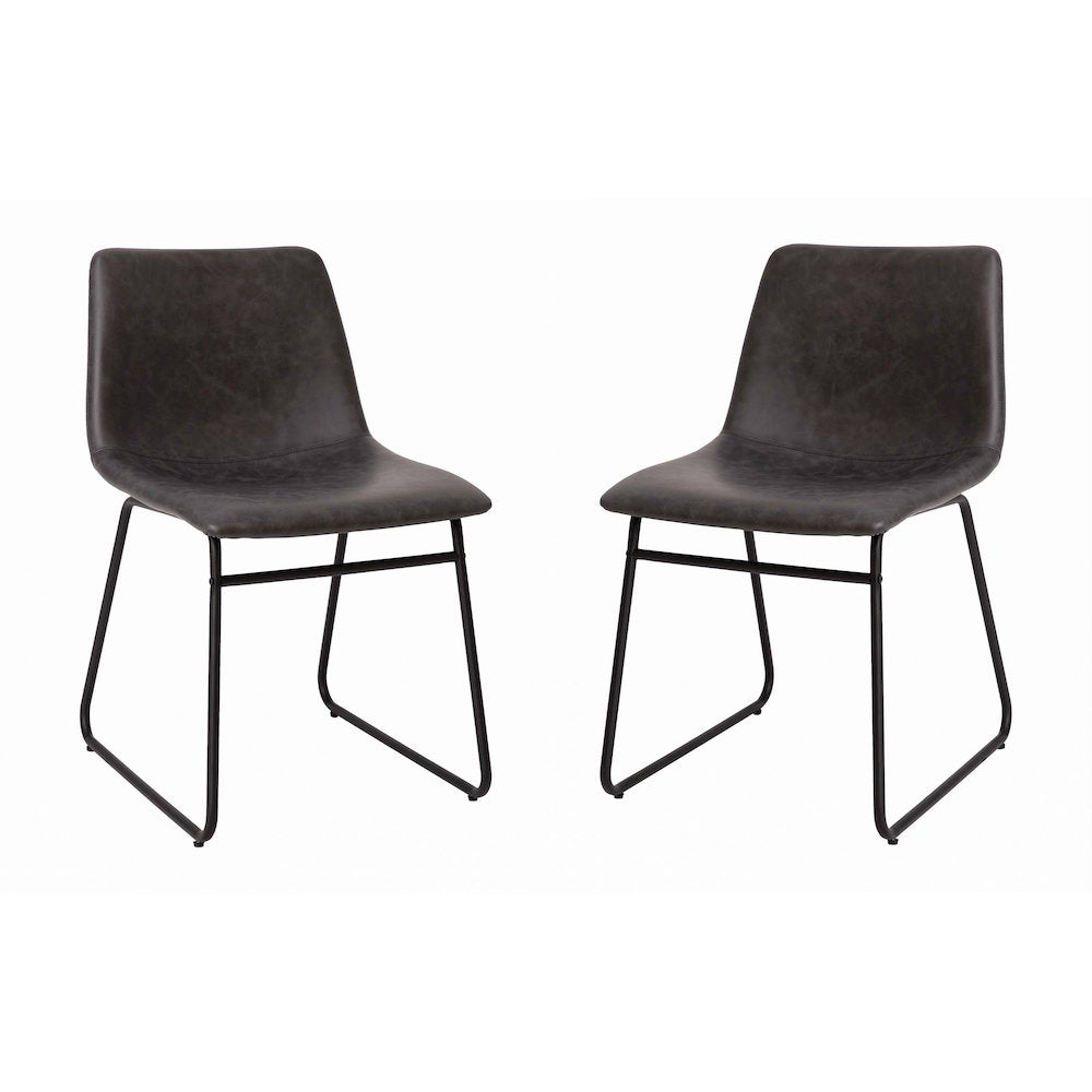 18 in Mid-Back Sled Base Dining Chair in Dark Gray with Black Frame, Set of 2