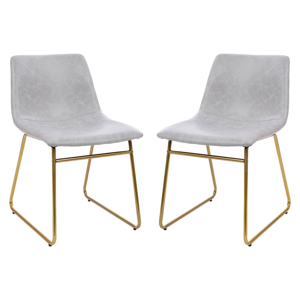 18 in Mid-Back Sled Base Dining Chair in Light Gray with Gold Frame, Set of 2