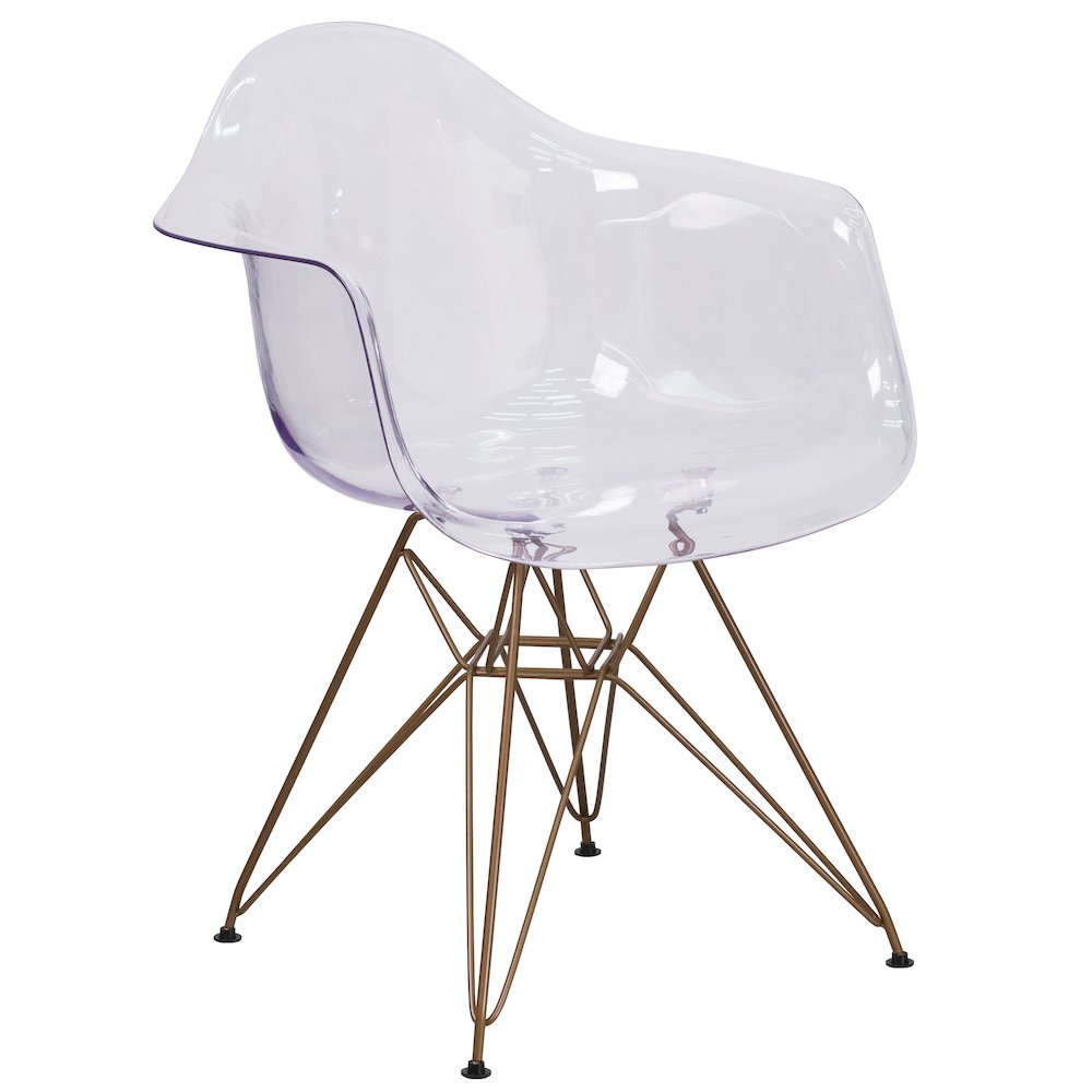 Transparent Side Chair with Gold Base