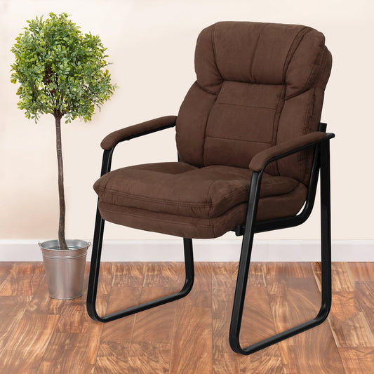 Brown Microfiber Executive Side Reception Chair