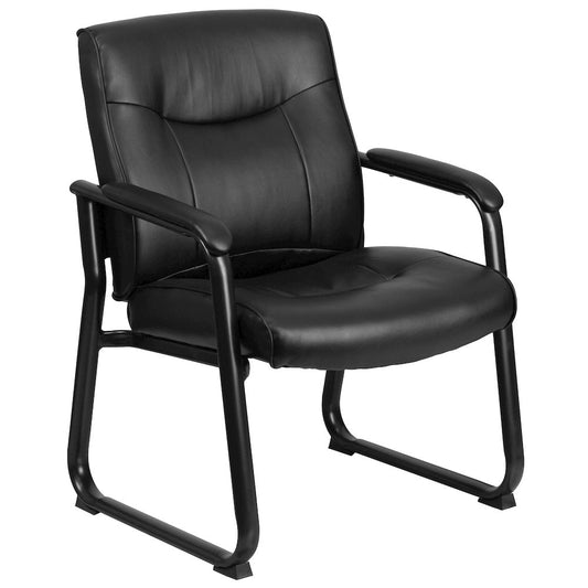 Big & Tall 500 lb. Rated Black Executive Side Reception Chair with Sled Base
