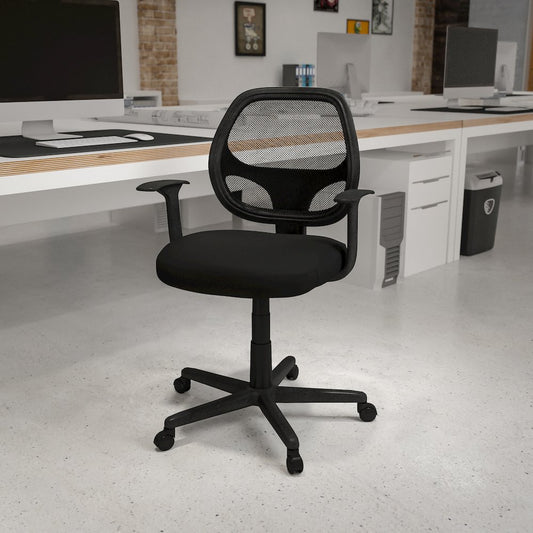 Fundamentals Mid-Back Black Mesh Swivel Ergonomic Task Office Chair with Arms