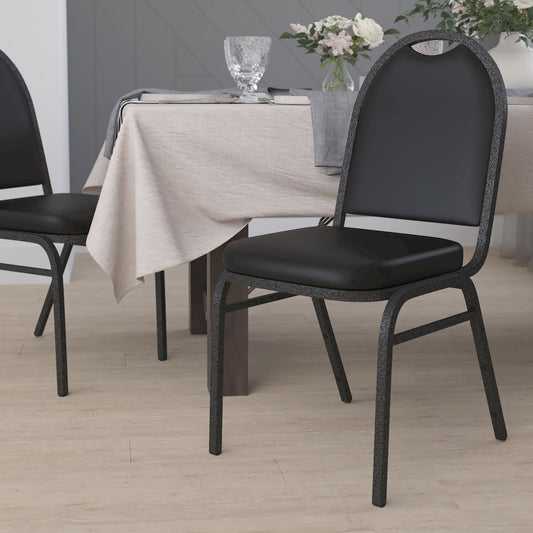 500 LB. Capacity Dome Back Stacking Banquet Chair in Black Vinyl