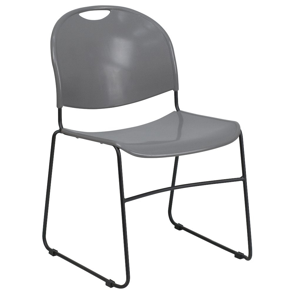 880 lb. Capacity Gray Ultra-Compact Stack Chair with Black Powder Coated Frame