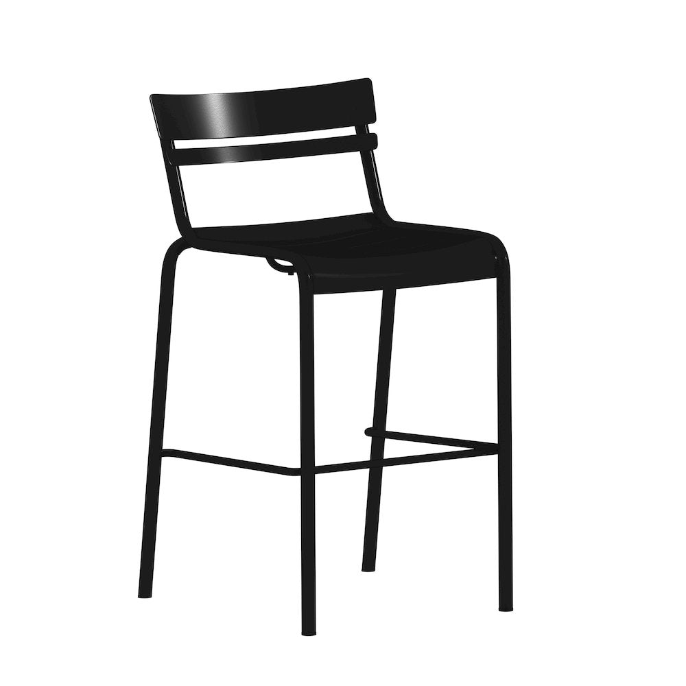 Modern Armless Commercial Grade Indoor/Outdoor Steel Stacking Bar Stool