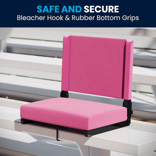 Lightweight Stadium Chair with Handle, Ultra-Padded Seat, Pink