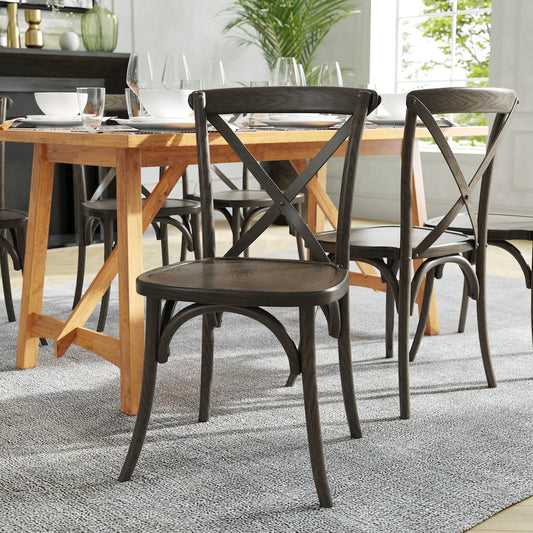 Stackable Early American Wood Cross Back Chair