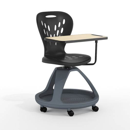 Black Mobile Desk Chair with 360 Degree Tablet Rotation