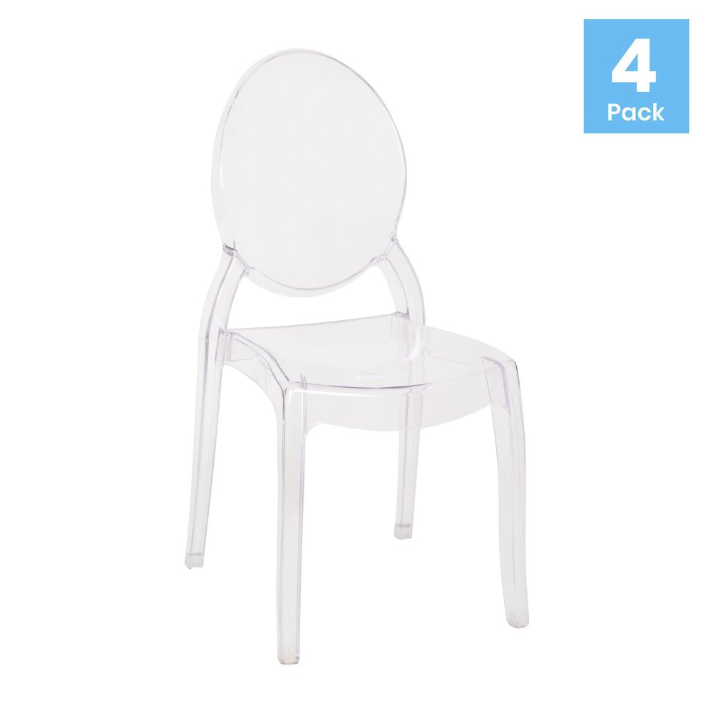 Set of 4 Crystal Extra Wide Resin Banquet, Event Ghost Chairs
