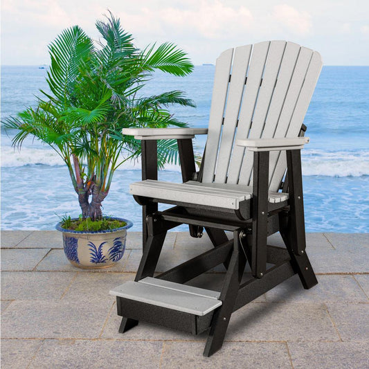 Fan Back Balcony Glider Made in the USA- Light Gray, Black