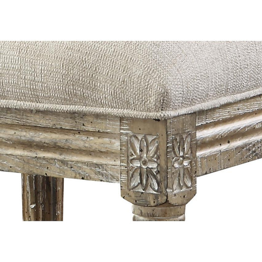 Cream 24" Upholstered Bar Stool Set with Upholstered Seat And Back, Set of Two