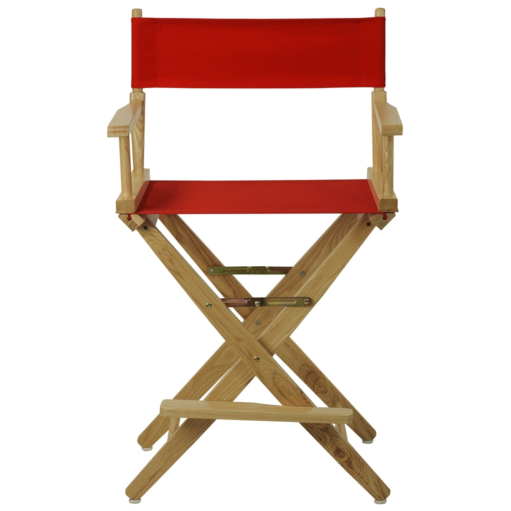 American Trails Extra-Wide Premium 24" Directors Chair Natural Frame W/Red Color Cover