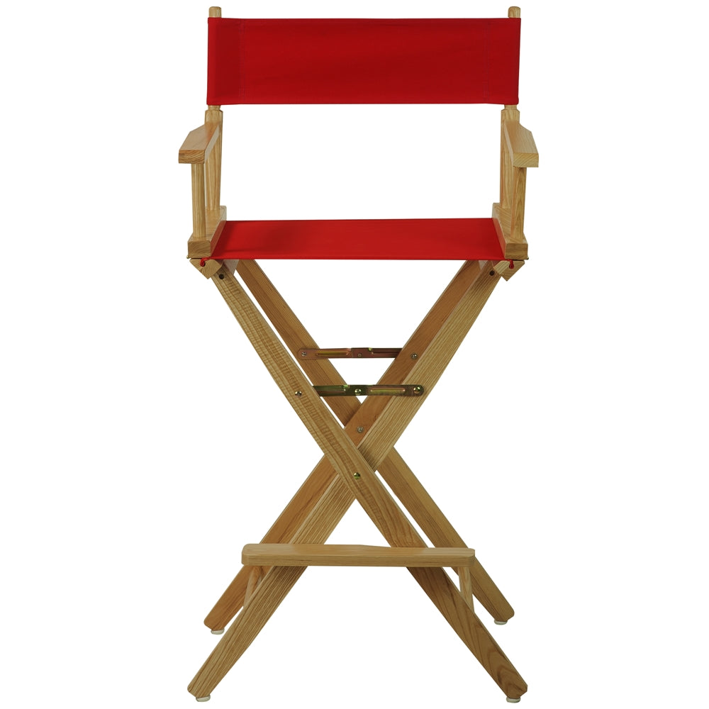 American Trails Extra-Wide Premium 30" Directors Chair Natural Frame W/Red Color Cover