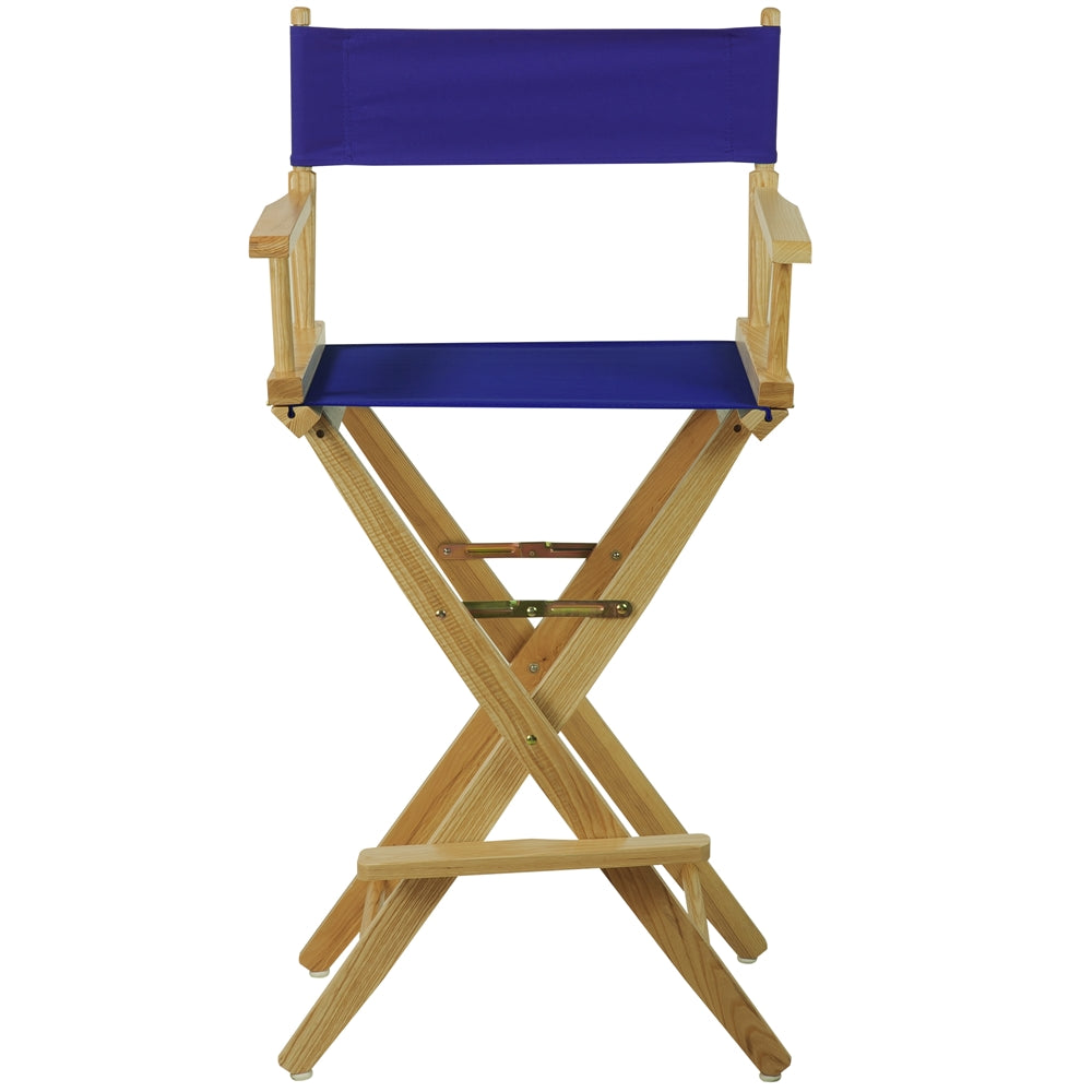 American Trails Extra-Wide Premium 30" Directors Chair Natural Frame W/Royal Blue Color Cover