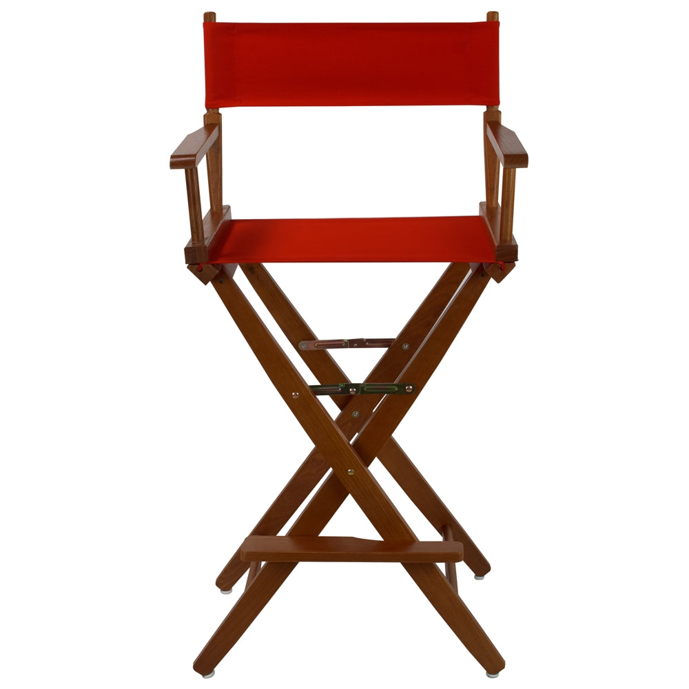American Trails Extra-Wide Premium 30" Directors Chair Mission Oak Frame W/Red Color Cover