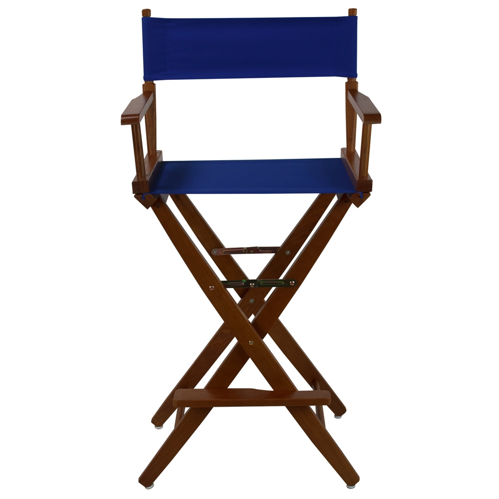 American Trails Extra-Wide Premium 30" Directors Chair Mission Oak Frame W/Royal Blue Color Cover