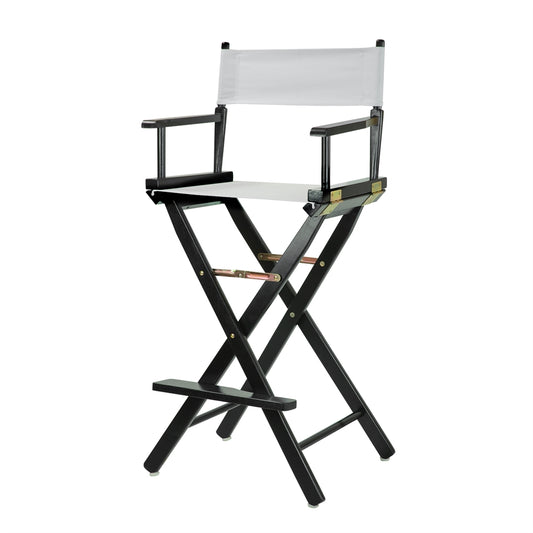 30" Director's Chair Black Frame-White Canvas