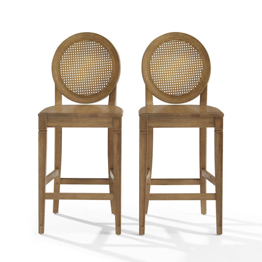 Katia 2-Piece Cane-Back Counter Stool Set - 2 Cane-Back Counter Stools