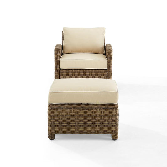 Bradenton 2Pc Wicker Outdoor Chair Set - Armchair & Ottoman