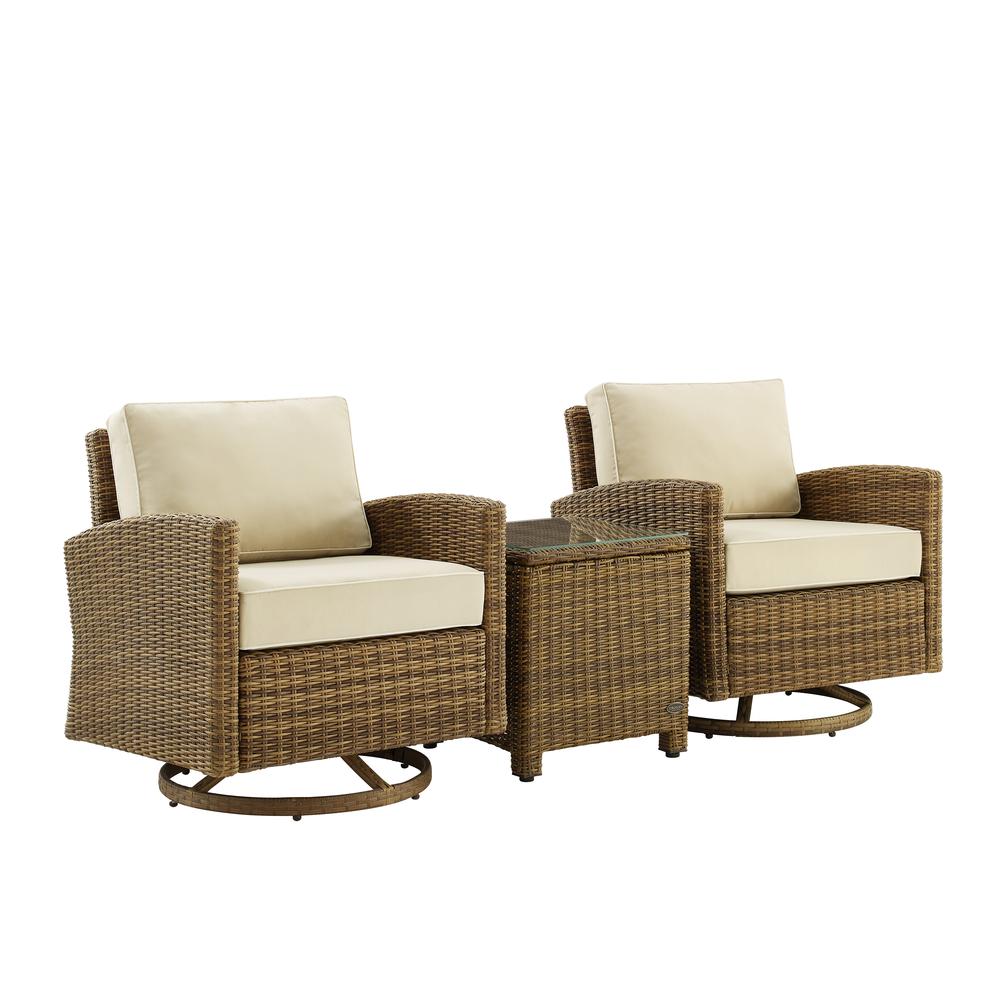 Bradenton 3Pc Wicker Swivel Rocker Outdoor Chair Set, Side Table & 2 Rockers