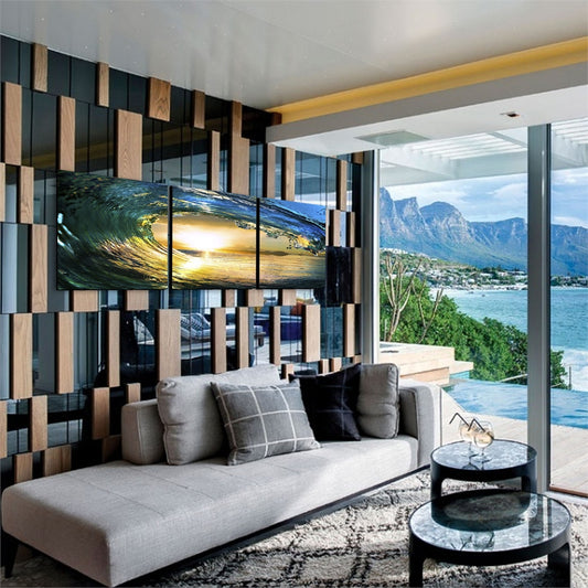 SENIK Wave 3-Panel MDF Framed Photography Triptych Print, 72 x 24-in