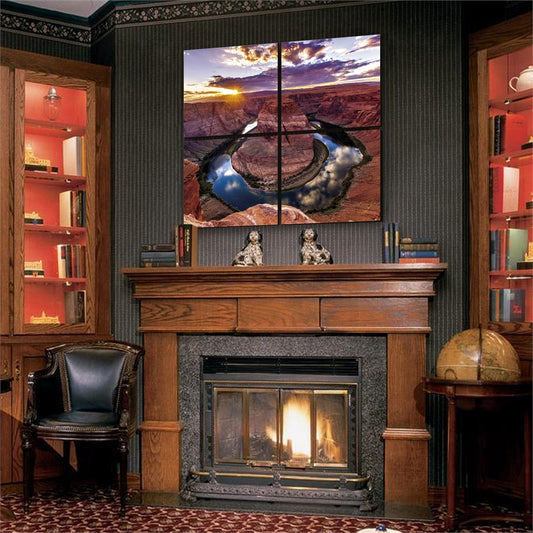 Seni HorseShoe Bend 4-Panel MDF Framed Photography Triptych Print, 48 x 48-in