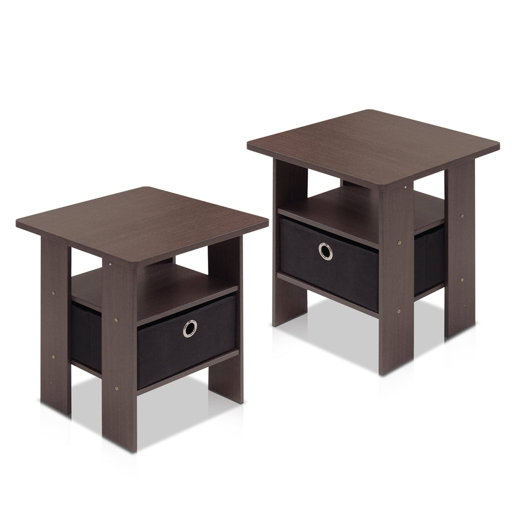 Petite End Table Bedroom Night Stand, Set of Two