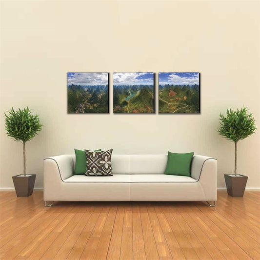 SeniA Finest Under Heaven 3-Panel MDF Framed Photography Triptych Print, 48 x 16-inch